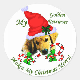 Golden Retriever Weihnachtsgeschenke Runder Aufkleber