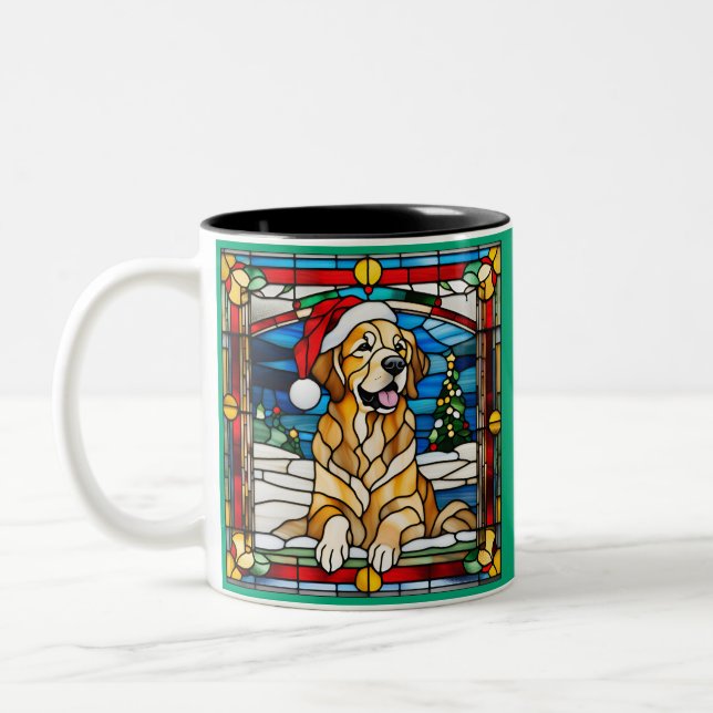 Golden Retriever Weihnachtsgestanztes Glas Zweifarbige Tasse (Links)