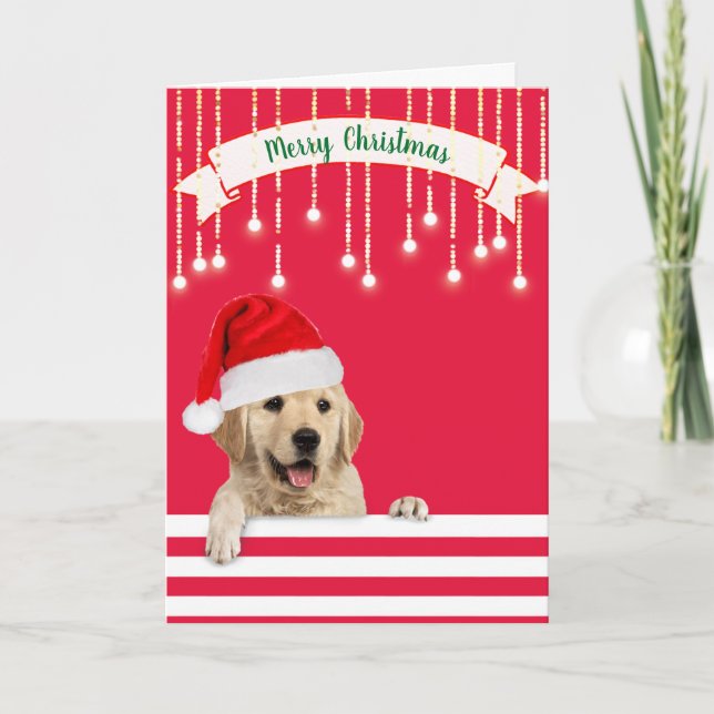 Golden Retriever Weihnachtshund Feiertagskarte (Vorderseite)