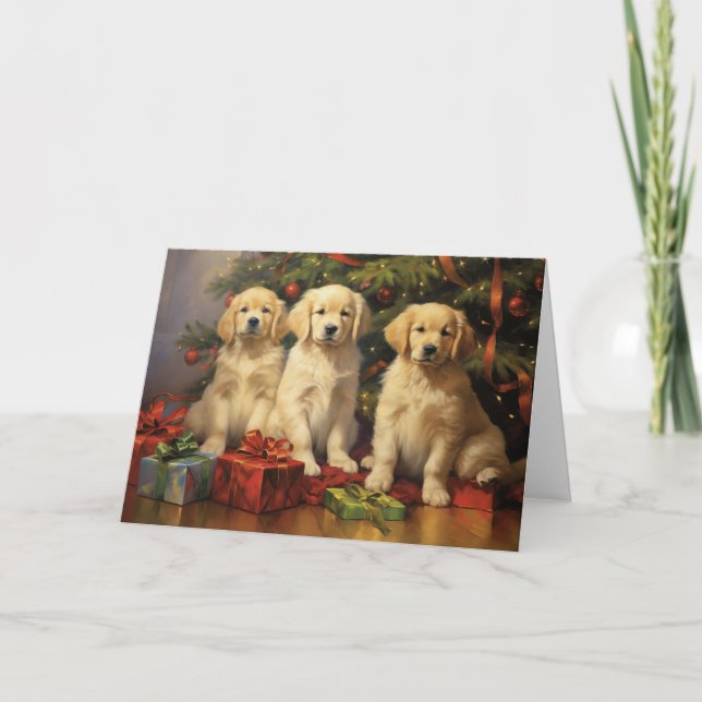 Golden Retriever Weihnachtskarte Dankeskarte (Vorderseite)