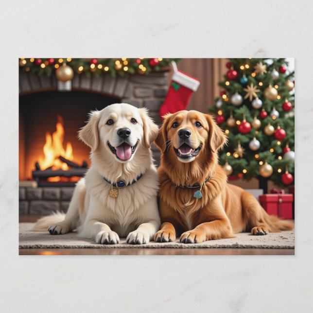 Golden Retriever Weihnachtskarte Feiertagskarte (Vorderseite)