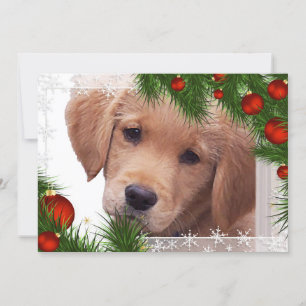Golden Retriever Weihnachtskarte - Welpe Niedlich  Feiertagskarte