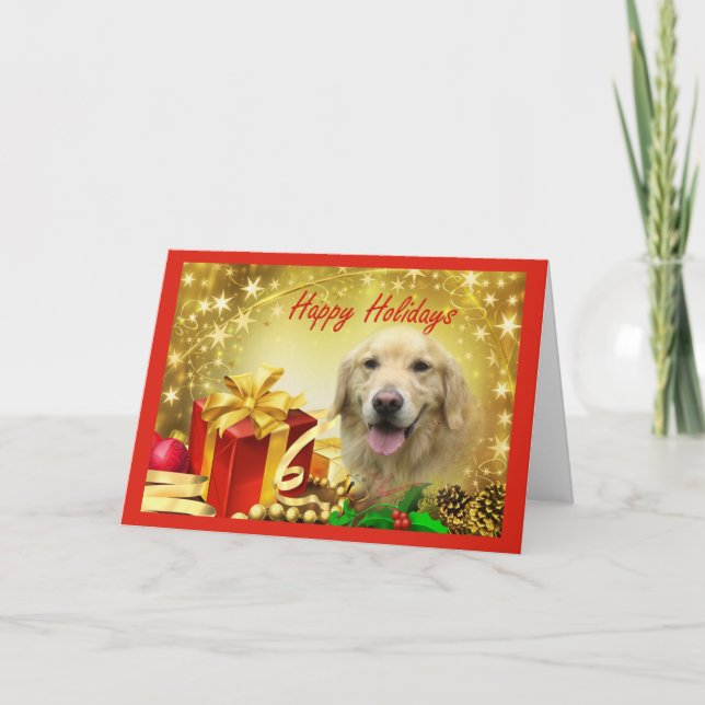 Golden Retriever Weihnachtskarten Geschenke Feiertagskarte (Vorderseite)