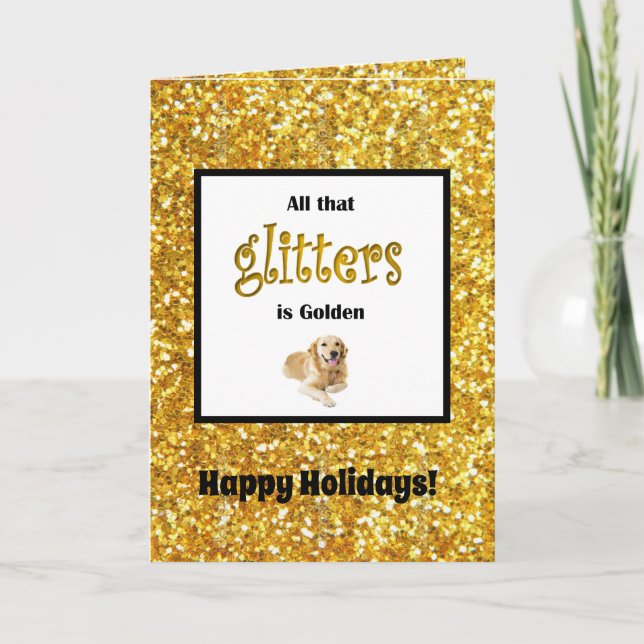 Golden Retriever Weihnachtskarten Glitzer Feiertagskarte (Vorderseite)