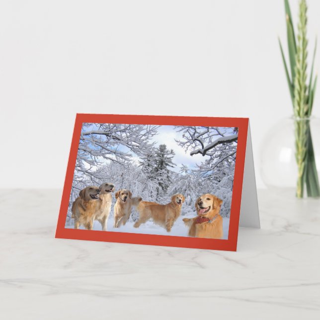 Golden Retriever Weihnachtskartenfamilie Feiertagskarte (Vorderseite)