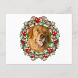 Golden Retriever Weihnachtskranz Feiertagspostkarte