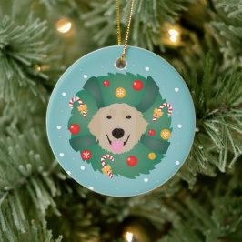 Golden Retriever Weihnachtskranz Keramik Ornament