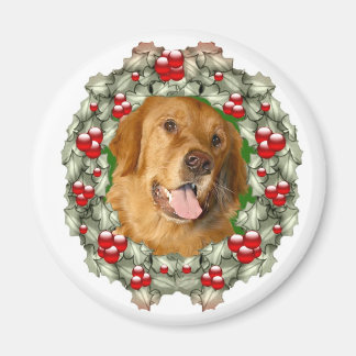 Golden Retriever Weihnachtskranz Magnet