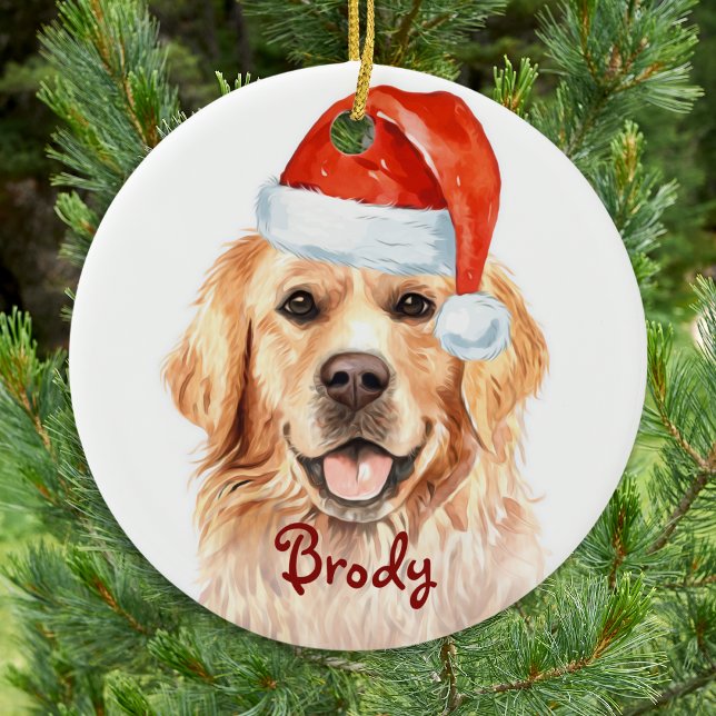 Golden Retriever Weihnachtsmann Niedlicher Hund Keramik Ornament (Von Creator hochgeladen)