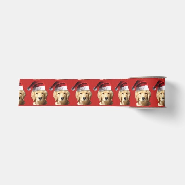 Golden retriever Weihnachtsmann Ripsband (Vorderseite)