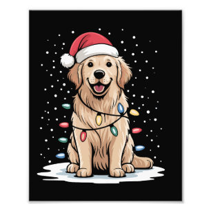Golden Retriever Weihnachtsmann Weihnachtsbaum Lic Fotodruck