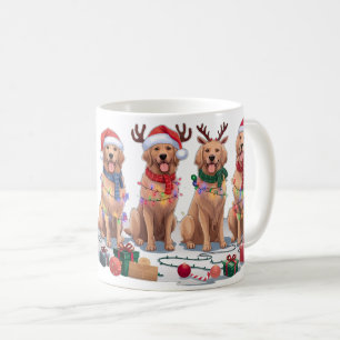 Golden Retriever Weihnachtsmannmütze Geweihten Wei Kaffeetasse
