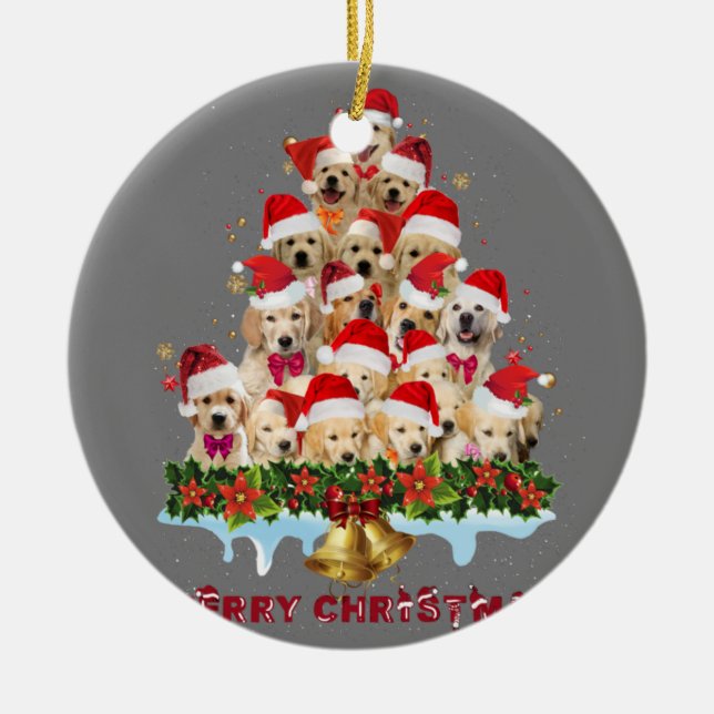 Golden Retriever Weihnachtsmannmütze Xmas Hunde fr Keramik Ornament (Vorne)