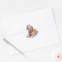 Golden Retriever Weihnachtsrund Sticker