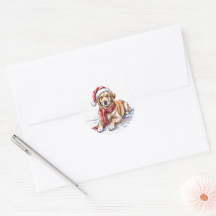 Golden Retriever Weihnachtsrund Sticker
