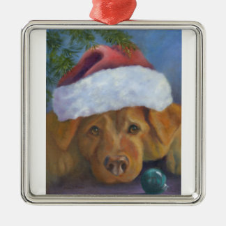 Golden Retriever Weihnachtsschelz Silbernes Ornament