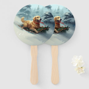 Golden Retriever Weihnachtsschnee Winter Fächer