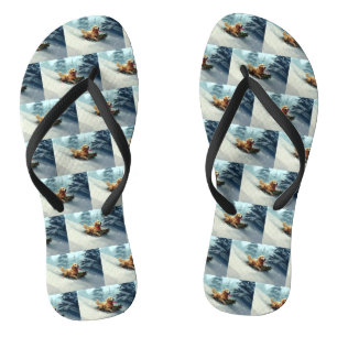 Golden Retriever Weihnachtsschnee Winter Flip Flops
