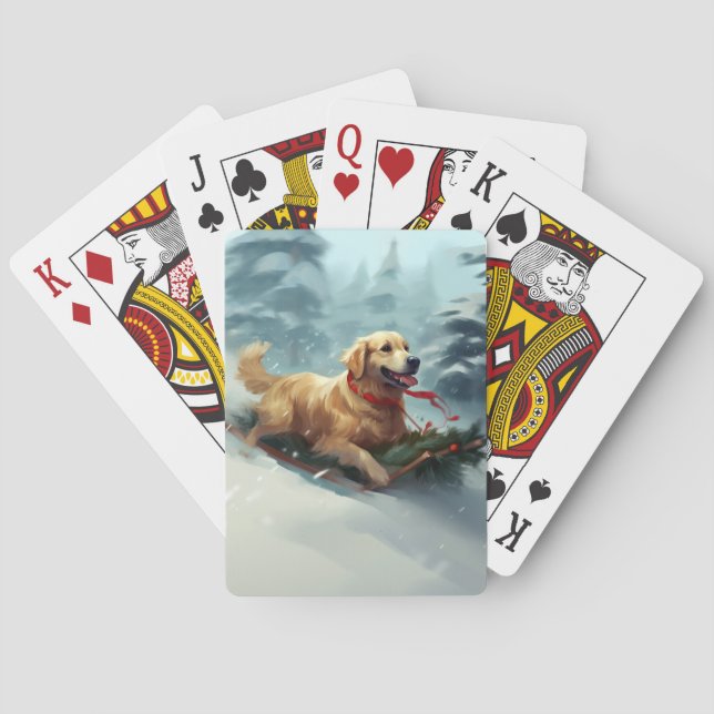 Golden Retriever Weihnachtsschnee Winter Spielkarten (Rückseite)