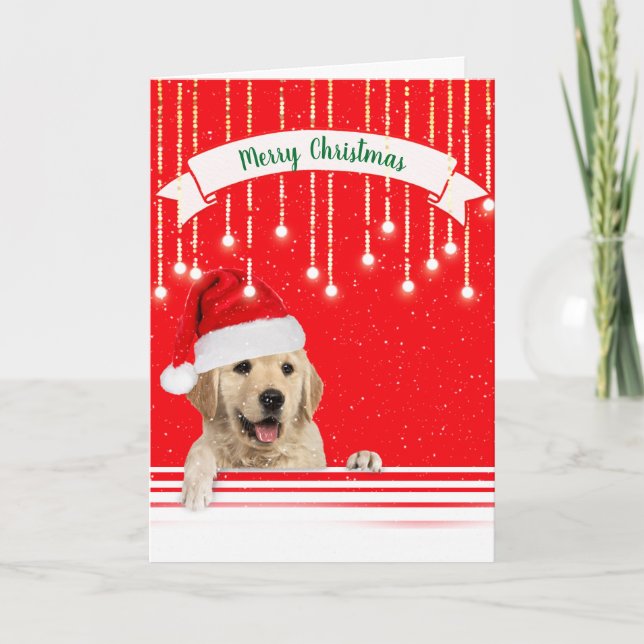 Golden Retriever Weihnachtsschneeflocken Feiertagskarte (Vorderseite)