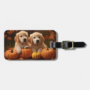 Golden Retriever Welpe Herbst Kürbis Gepäckanhänger