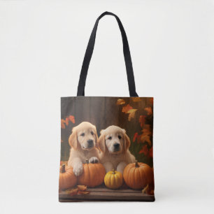 Golden Retriever Welpe Herbstfreude Kürbis Tasche