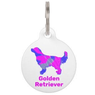 Golden Retriever Welpe Hund Hot Pink und Blau Weiß Haustiermarke