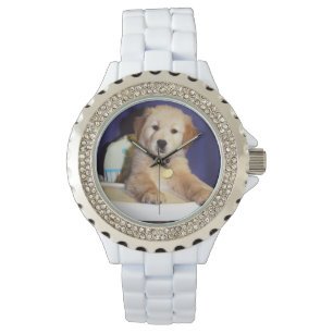 Golden retriever-Welpe im Highchair Armbanduhr