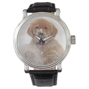 Golden Retriever-Welpe im Schnee Armbanduhr
