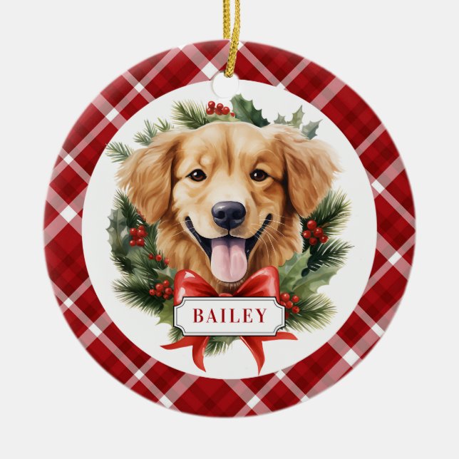 Golden Retriever Welpe Keramik Circle Ornament (Vorne)