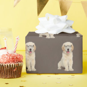 Golden Retriever Welpe mit Brille Geschenkpapier