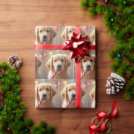 Golden Retriever Welpe mit einem Zuckerstreifen Geschenkpapier