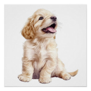Golden Retriever Welpe Pastell Kinderzimmer Druck