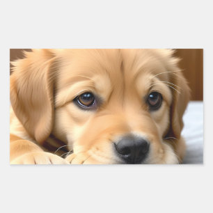 Golden Retriever Welpe Rechteckiger Aufkleber