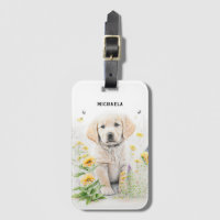 Golden Retriever Welpe und Florals Monogram Name