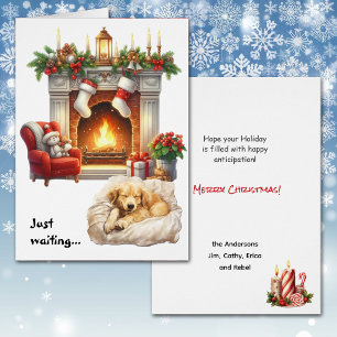 Golden Retriever Welpe wartet auf Weihnachten