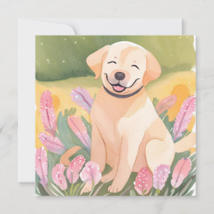 Golden Retriever Welpe   Wasserfarben gemalte Kart