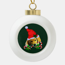 Golden Retriever Welpe Weihnachten Keramik Kugel-Ornament