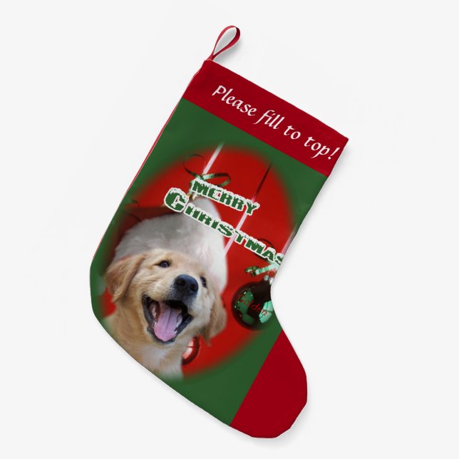 Golden Retriever Welpe Weihnachten Kleiner Weihnachtsstrumpf (Vorderansicht (hängend))