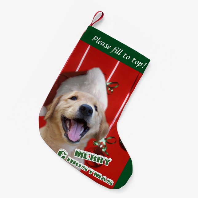 Golden Retriever Welpe Weihnachten Kleiner Weihnachtsstrumpf (Vorderansicht (hängend))