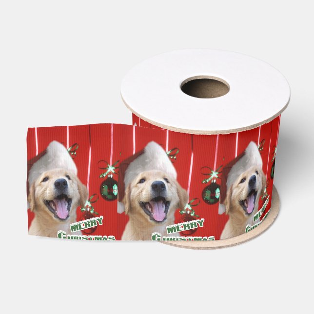 Golden Retriever Welpe Weihnachten Ripsband (Spule)