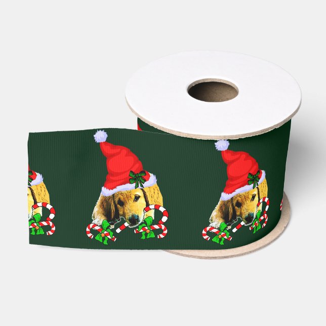 Golden Retriever Welpe Weihnachten Ripsband (Spule)