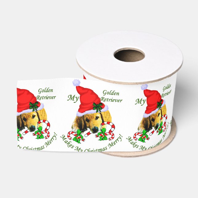 Golden Retriever Welpe Weihnachten Ripsband (Spule)