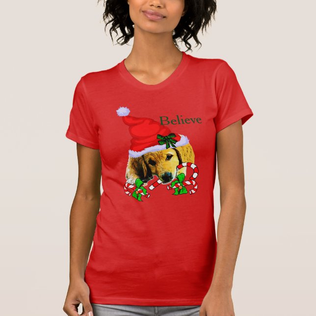 Golden Retriever Welpe Weihnachten T-Shirt (Vorderseite)