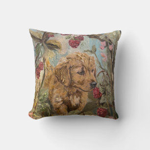 Golden Retriever Welpe Whimsical Hunde Himbeere Kissen