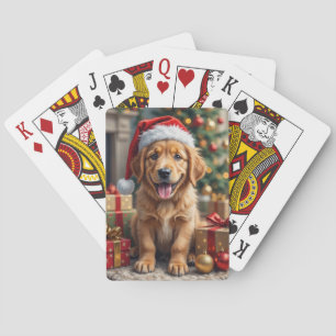 Golden Retriever Welpe zum ersten Weihnachtsfest Spielkarten