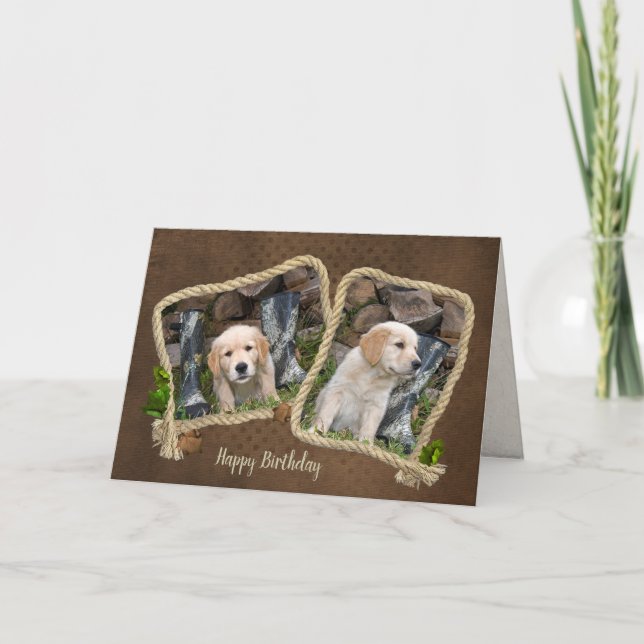 Golden Retriever Welpen im Seilrahmen Karte (Vorderseite)
