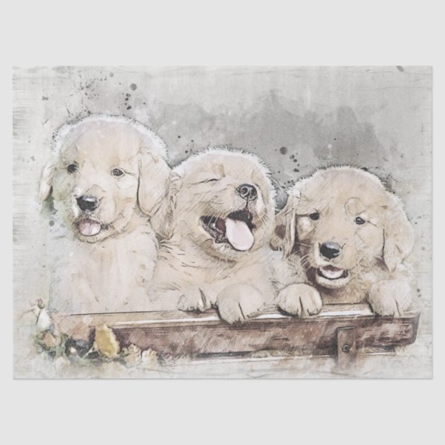 Golden Retriever Welpen Seidenpapier (Vorderseite)