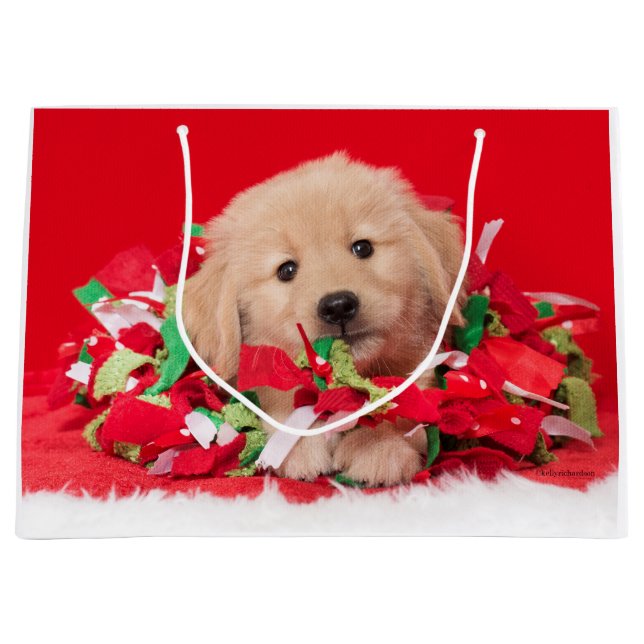 Golden retriever-Welpen-Spiel in der Große Geschenktüte (Vorderseite)