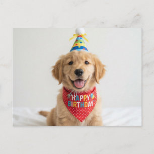 Golden Retriever Welpen wünscht alles Gute zum Geb Postkarte